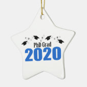PhD Afstudeerder 2020 Petten en diploma's (blauw) Keramisch Ornament (Links)