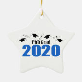 PhD Afstudeerder 2020 Petten en diploma's (blauw) Keramisch Ornament (Achterkant)