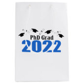PhD Afstudeerder 2022 Afstuderen Gift Bag (blauw) Medium Cadeauzakje (Voorkant)