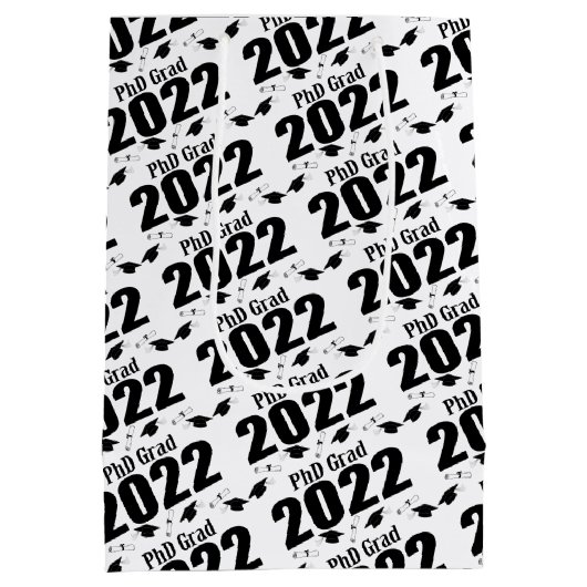 PhD Afstudeerder 2022 Afstuderen Gift Bag (zwart) Medium Cadeauzakje (Achterkant)