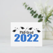 PhD Afstudeerder 2022 Petten en diploma's (blauw) Briefkaart (Staand voorkant)
