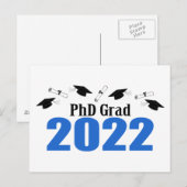PhD Afstudeerder 2022 Petten en diploma's (blauw) Briefkaart (Voorkant / Achterkant)