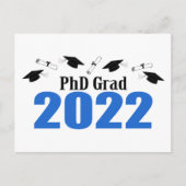 PhD Afstudeerder 2022 Petten en diploma's (blauw) Briefkaart (Voorkant)