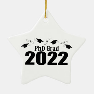 PhD Afstudeerder 2022 Petten en diploma's (zwart) Keramisch Ornament