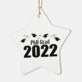 PhD Afstudeerder 2022 Petten en diploma's (zwart) Keramisch Ornament (Links)