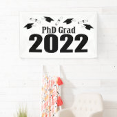 PhD Afstudeerder 2022 Petten en diploma's (zwart) Spandoek (Insitu)