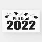 PhD Afstudeerder 2022 Petten en diploma's (zwart) Spandoek (Horizontaal)