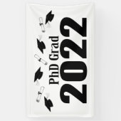 PhD Afstudeerder 2022 Petten en diploma's (zwart) Spandoek (Verticaal)