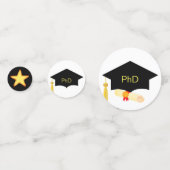 PhD afstudeersterren op zwart & wit confetti (Voorkanten)