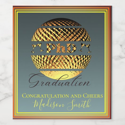 PhD afstuderen afstuderen personaliseerbaar wijnla Wijn Etiket (Enkel label)