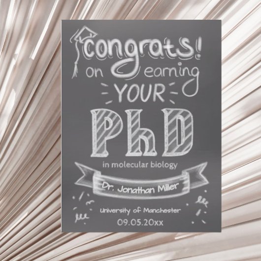 PhD afstuderen begroeting krijtborduniversiteit Briefkaart