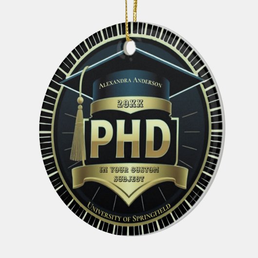 PhD afstuderen doctoraatsthesis cadeau Keramisch Ornament (Links)