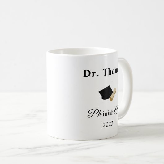 PhD afstuderen dr. doctorate afstuderen cadeau gra Koffiemok (Voorkant rechts)