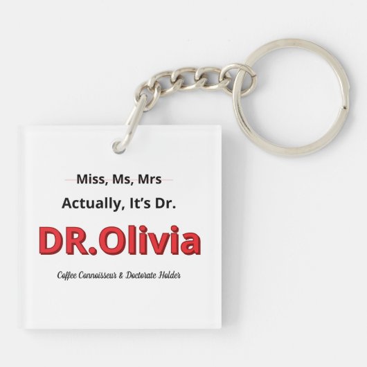 PhD-Afstuderen Eigenlijk is het Dr. Funny Academic Sleutelhanger (Achterkant)