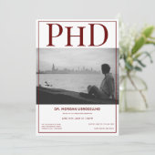 PhD Afstuderen Foto Burgundy Graduation Party Kaart (Staand voorkant)