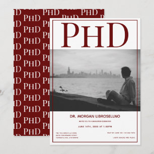 PhD Afstuderen Foto Burgundy Graduation Party Kaart