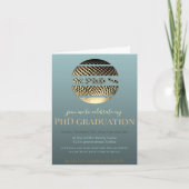 PhD afstuderen gouden blauwe uitnodigingskaart (Voorkant)