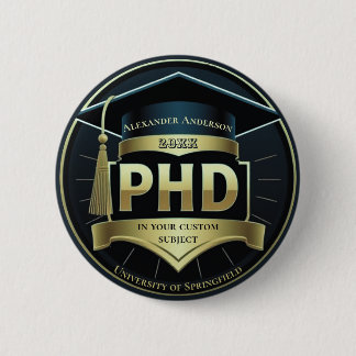 PhD afstuderen proefschrift cadeau ijzer op Ronde Button 5,7 Cm
