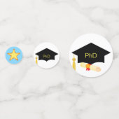 PhD Afstuderen sterren op blauwe en witte Confetti (Voorkanten)