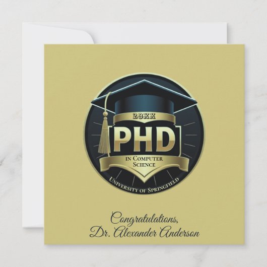 PhD afstuderen thesis defensie goud wenskaart (Voorkant)