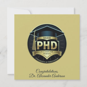 PhD afstuderen thesis defensie goud wenskaart