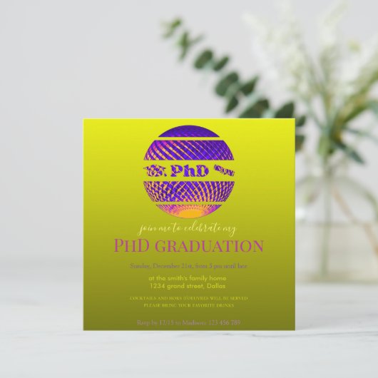 PhD afstuderen viering uitnodigingskaart Kaart (Staand voorkant)