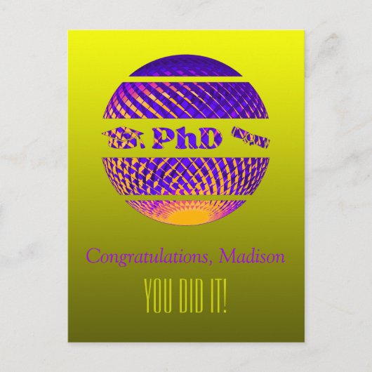 PhD afstuderen wenskaart kleurrijk Briefkaart (Voorkant)