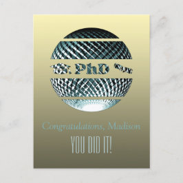 PhD afstuderen wenskaart platina blauw Briefkaart