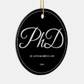 PhD Afstuderen zwart, naam jaar keramisch Ornament (Rechts)