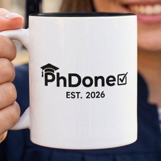 PhD-cadeau Afstuderen 2026 Doctorsgraad Afgestudee Tweekleurige Koffiemok