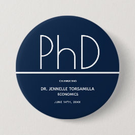 PhD degree Blue Keepsake Graduation Ronde Button 7,6 Cm