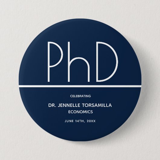 PhD degree Blue Keepsake Graduation Ronde Button 7,6 Cm (Voorkant)