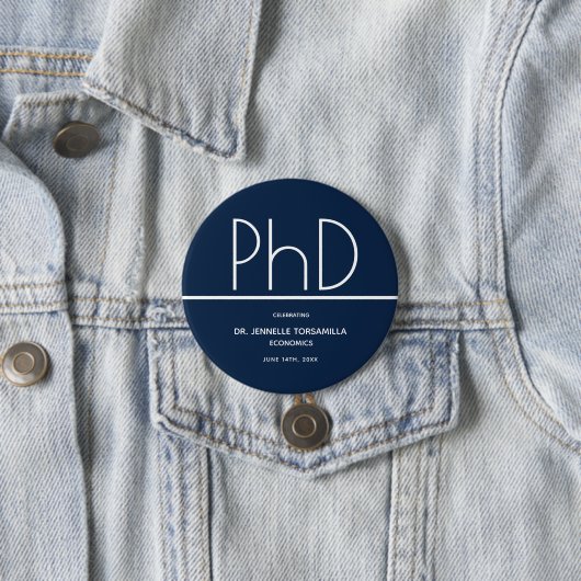 PhD degree Blue Keepsake Graduation Ronde Button 7,6 Cm (In situ)