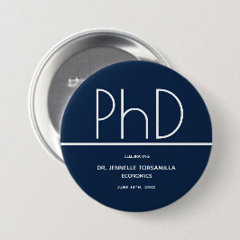 PhD degree Blue Keepsake Graduation Ronde Button 7,6 Cm