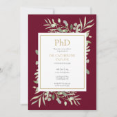 Phd Degree Burgundy Greenery Photo Afstuderen Kaart (Voorkant)