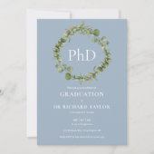 PhD Degree Dusty Blue Garland Afstuderen Kaart (Voorkant)