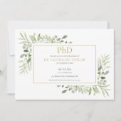 Phd Degree Greenery Foliage Gold Afstuderen Kaart (Voorkant)