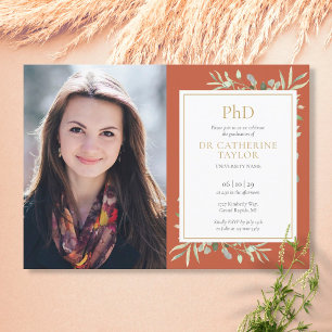 PhD Degree Terracotta Greenery Afstuderen Foto Kaart