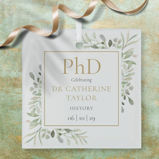 Phd Degree Waterverf Greenery Keepomwille Glas Ornament
