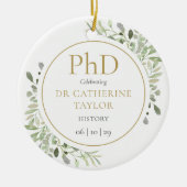 Phd Degree Waterverf Greenery Keepomwille Keramisch Ornament (Voorkant)