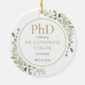 Phd Degree Waterverf Greenery Keepomwille Keramisch Ornament (Achterkant)