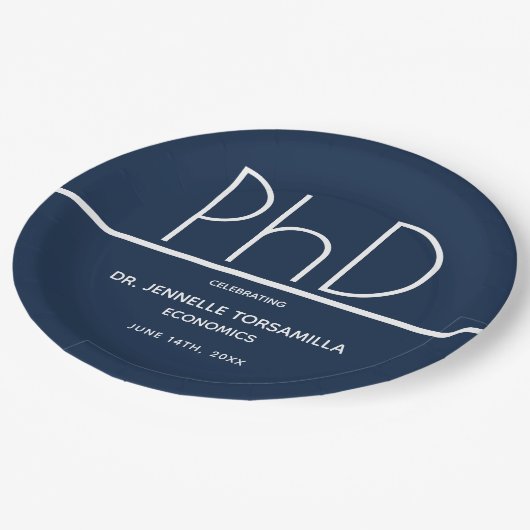 PhD diploma afstudeerfeest Blauw Papier Bord (Gekanteld)