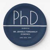 PhD diploma afstudeerfeest Blauw Papier Bord (Voorkant)