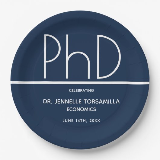 PhD diploma afstudeerfeest Blauw Papier Bord (Voorkant)