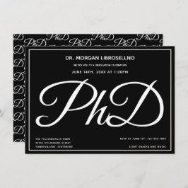 PhD diploma Black Graduation Party Kaart