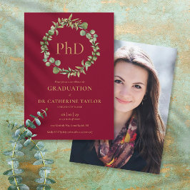 PhD-diploma Burgundy Sluiting Foto Afstudeerfeest Kaart