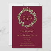 PhD-diploma Burgundyrood Guirlande  Afstudeerfeest Kaart (Voorkant)