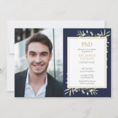PhD-diploma Navyblauw Groen blad Gradiënt Afstudee Kaart (Voorkant)