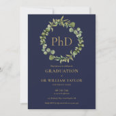 PhD-diploma Navyblauwe slinger afstudeerfeest Kaart (Voorkant)