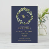 PhD-diploma Navyblauwe slinger afstudeerfeest Kaart (Staand voorkant)